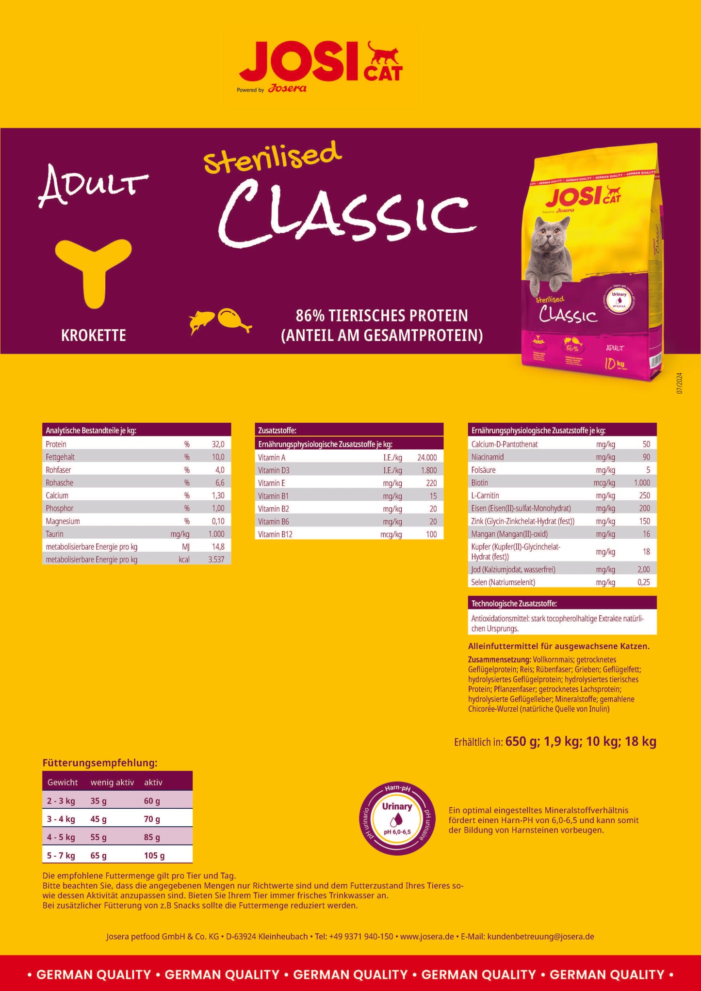 JosiCat Sterilised Classic 10kg