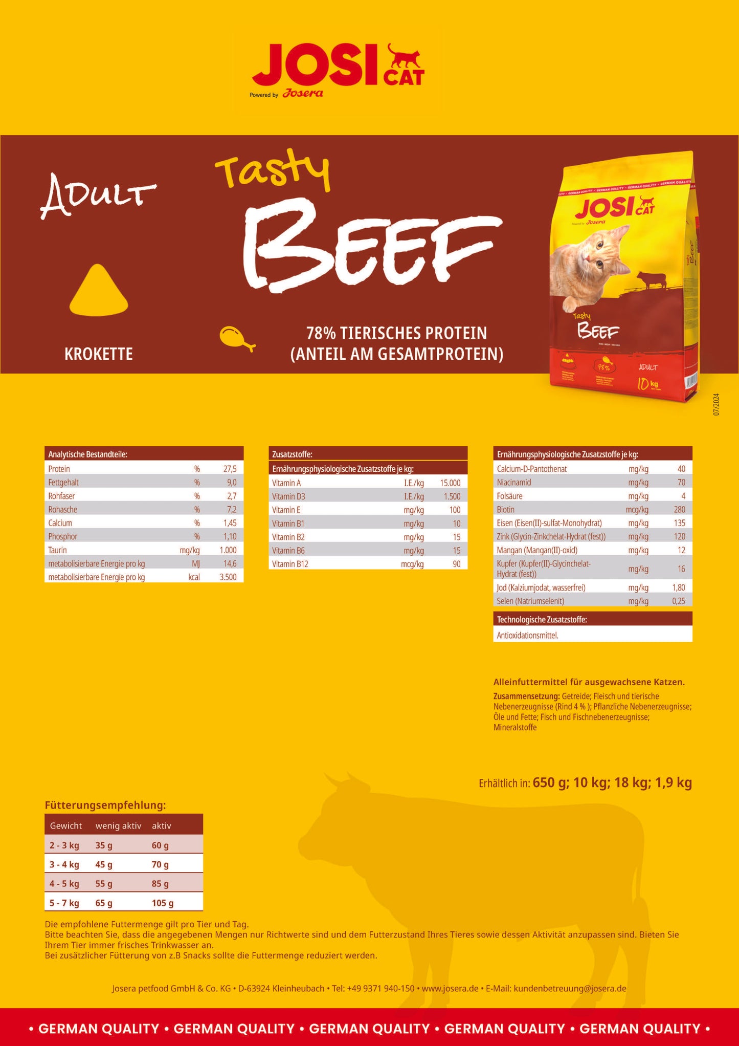 JosiCat Tasty Beef 10kg